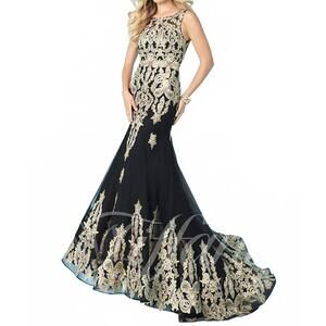 NEW TIFFANY DESIGNS women's prom dress in black gold